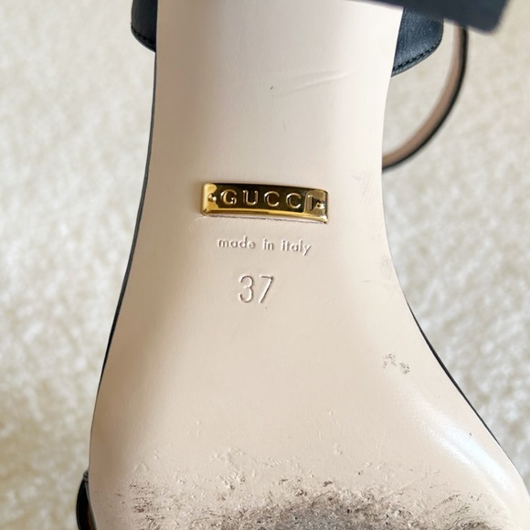 Gucci Marmont Black Leather Block Heel Sandals Size EU 37 - Picture 15 of 15